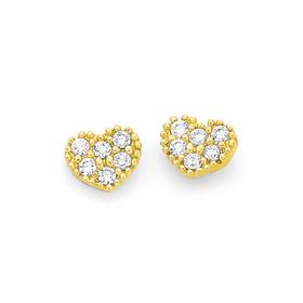 9ct-Gold-CZ-Mini-Heart-Stud-Earrings on sale