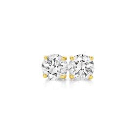 9ct+Gold+CZ+Round+Studs