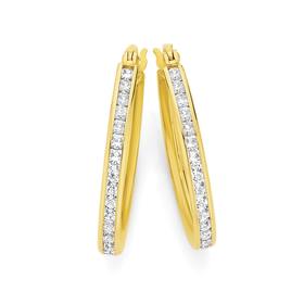 9ct-Gold-CZ-Hoop-Earrings on sale