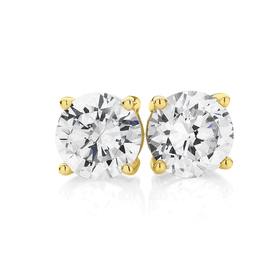 9ct+Gold+CZ+Round+Studs