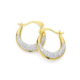 9ct+Gold+Crystal+Creole+Earrings