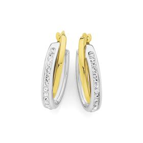 9ct-Gold-Crystal-Oval-Hoop-Earrings on sale