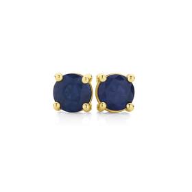 9ct+Gold+Sapphire+5mm+Basic+Stud+Earrings