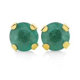 9ct+Gold+Emerald+Studs