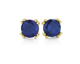 9ct+Gold+Created+Sapphire+Studs