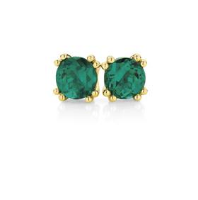 9ct+Gold+Created+Emerald+Studs