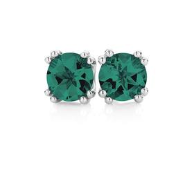 9ct-White-Gold-Created-Emerald-Studs on sale