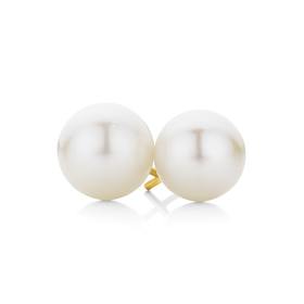 9ct+Gold+Cultured+Freshwater+Pearl+Stud+Earrings