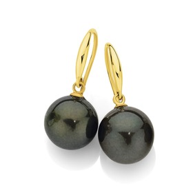 9ct+Gold+Tahitian+Pearl+Earrings