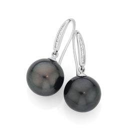 9ct-White-Gold-Tahitian-Pearl-Diamond-Hook-Earrings on sale