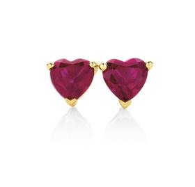 9ct+Gold+Created+Ruby+Studs