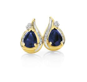 9ct-Gold-Sapphire-Diamond-Studs on sale