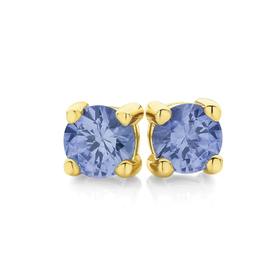 9ct+Gold+Natural+Ceylon+Sapphire+Stud+Earrings