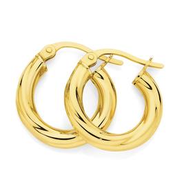 9ct+Gold+Twist+Hoop+Earrings