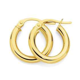 9ct+Gold+2.5x10mm+Hoop+Earrings