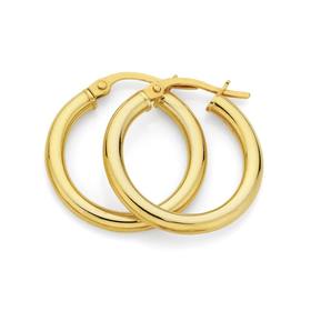 9ct+Gold+2.5x15mm+Hoop+Earrings