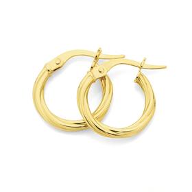 9ct+Gold+10mm+Twist+Hoop+Earrings