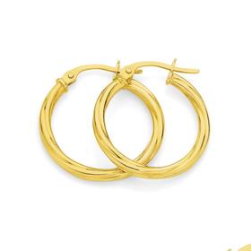 9ct+Gold+Medium+Twist+Hoop+Earrings