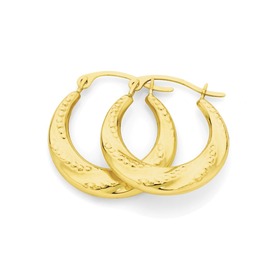 9ct+Gold+Twist+Creole+Earrings