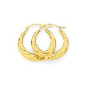 9ct+Gold+Twist+Creole+Earrings