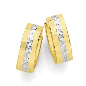 9ct+Two+Tone+Huggie+Earrings