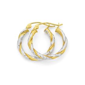 9ct-Gold-Two-Tone-Double-Twist-Medium-Hoop-Earrings on sale