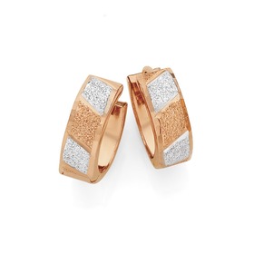 9ct-Rose-Gold-Stardust-Diagonal-Stripe-Huggie-Earrings on sale