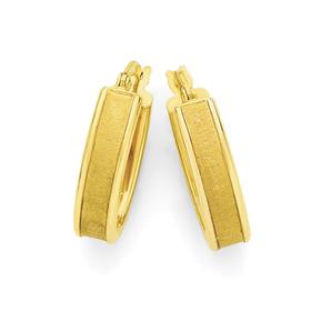 9ct-Gold-Satin-Flat-Oval-Earrings on sale