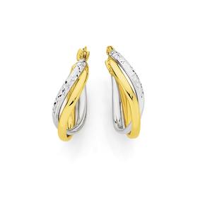 9ct-Gold-Two-Tone-Double-Hoop-Earrings on sale