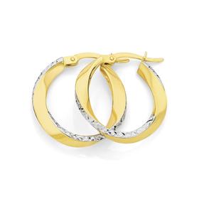 9ct+Gold+Two+Tone+Hoop+Earrings