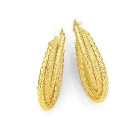 9ct-Gold-Diamond-Cut-Oval-Hoop-Earrings on sale