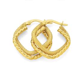 9ct+Gold+Twist+Double+Kite+Hoop+Earrings