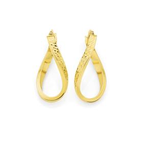 9ct-Gold-Diamond-Cut-Oval-Hoops on sale