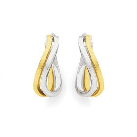 9ct-Gold-Two-Tone-Square-Tube-Hoop-Earrings on sale