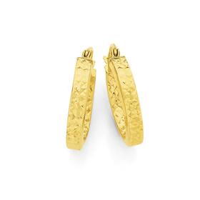 9ct-Gold-3x15mm-Diamond-Cut-Hoop-Earrings on sale
