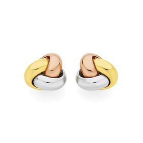 9ct-Gold-Tri-Tone-Love-Knot-Stud-Earrings on sale