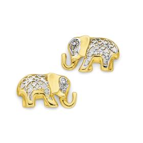 9ct-Gold-Two-Tone-Filigree-Elephant-Studs on sale