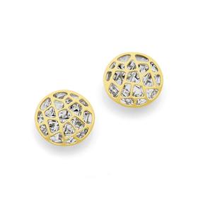 9ct+Two+Tone+Cut-Out+Disc+Studs