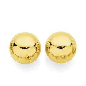 9ct+Gold+10mm+Ball+Stud+Earrings