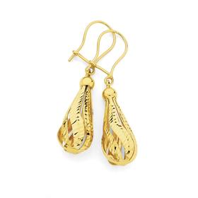 9ct+Gold+Filigree+Tear+Drop+Earrings