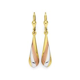 9ct-Tri-Tone-Bomber-Drop-Earrings on sale