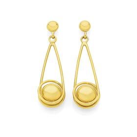 9ct+Gold+Swing+Ball+Drop+Stud+Earrings