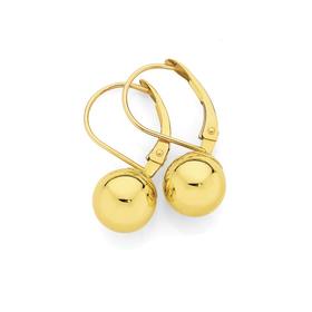 9ct+Gold+Euro+ball+Earrings