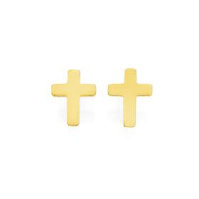 9ct+Gold+Cross+Stud+Earrings