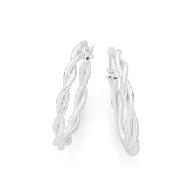 Silver+20mm+Twist+Hoop+Earrings