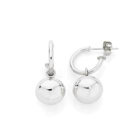 Silver+12mm+Ball+on+3%2F4+Hoop+Stud+Earrings