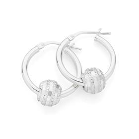 Silver+15mm+Diamond+Cut+Ball+Hoop+Earrings