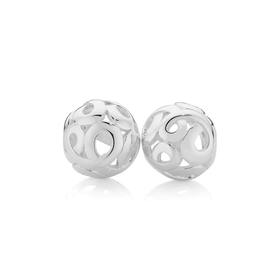 Silver+Swirl+Half+Round+Stud+Earrings