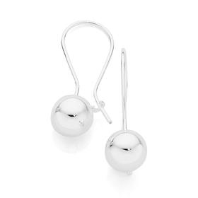 Silver+10mm+Long+Euro+ball+Earrings