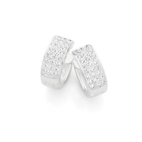 Silver-CZ-Huggie-Earrings on sale